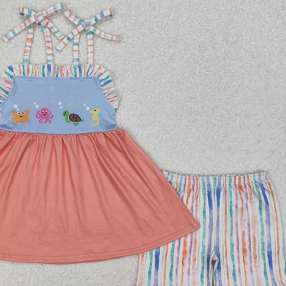 GSSO2016 New Rts No Moq 8-9 Days By Air Arrived it Crab octopus turtle seahorse tunic shorts girls clothing
