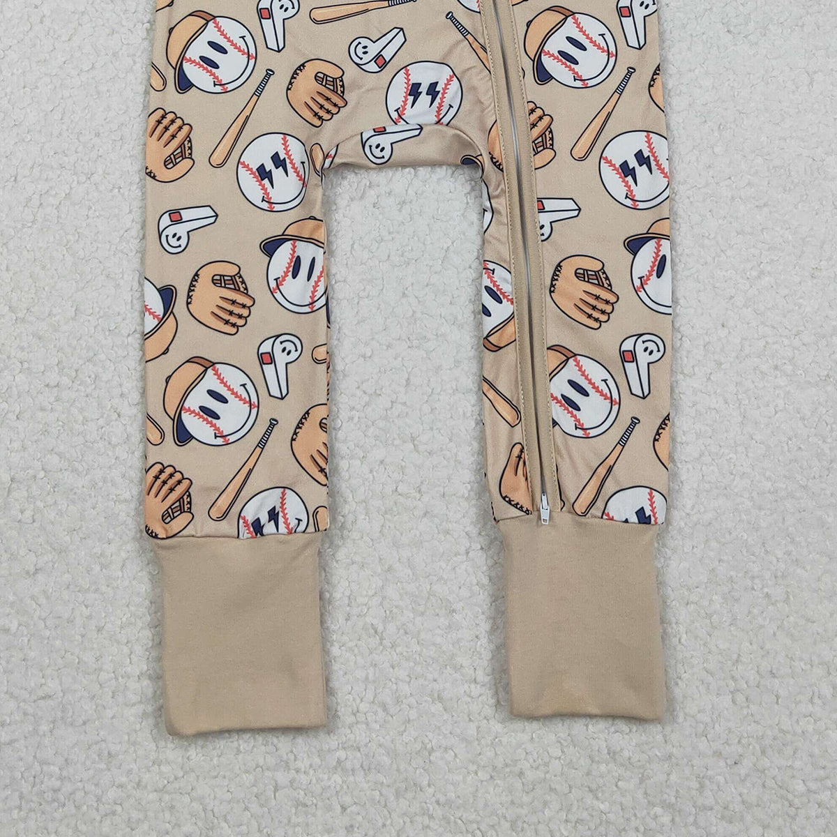 11.11 RTS NO MOQ （In stock）LR2816 Baby Boys Winter Rompers Baby Boys Smile Baseballs Team Two Way Zip Convertible