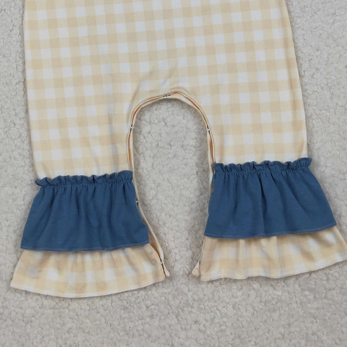 10.17 RTS NO MOQ （In stock）LR2438 Baby Girls Winter Rompers Embroidery Turkey Pumpkins Baby Girls Thanksgiving Ruffle Footie Rompers