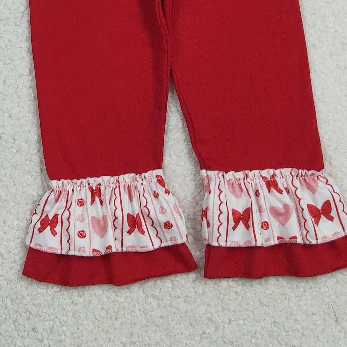 12.17 RTS NO MOQ （In stock）GLP2888 Embroidery Bows Hearts Baby Girls Stripe Tunic Ruffle Pants Valentines Clothes Sets