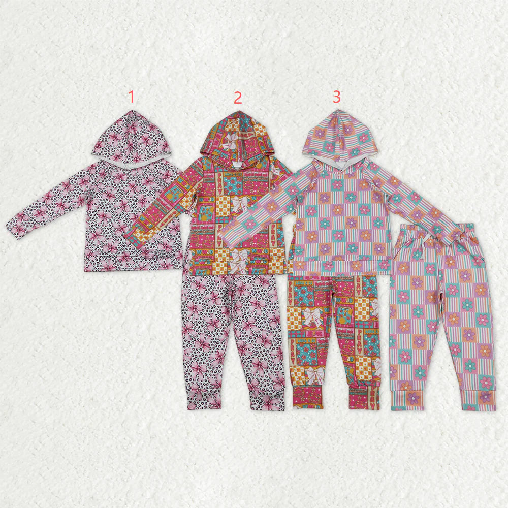12.17 RTS Sibling Baby Girls Colorful Flowers Hoodies Top Legging Pants Clothes Sets