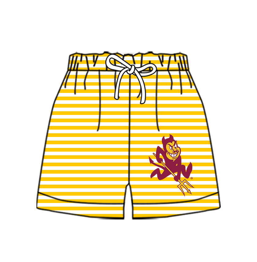 CUSTOM MOQ 5 Cute Comfortable Clothing For Kids Baby Kids Golden Stripe Summer Bottom Team Shorts