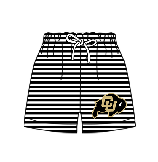 CUSTOM MOQ 5 Cute Comfortable Clothing For Kids Baby Kids Black Stripe Summer Bottom Team Shorts