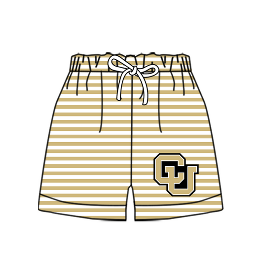 CUSTOM MOQ 5 Cute Comfortable Clothing For Kids Baby Kids Khaki CU Stripe Summer Bottom Team Shorts