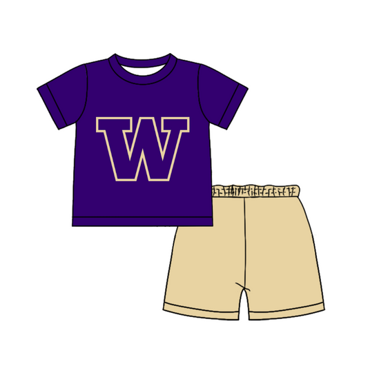 CUSTOM MOQ 5 Cute Comfortable Clothing For Boys Baby Boys Summer Purple W Top Shorts Clothes Sets