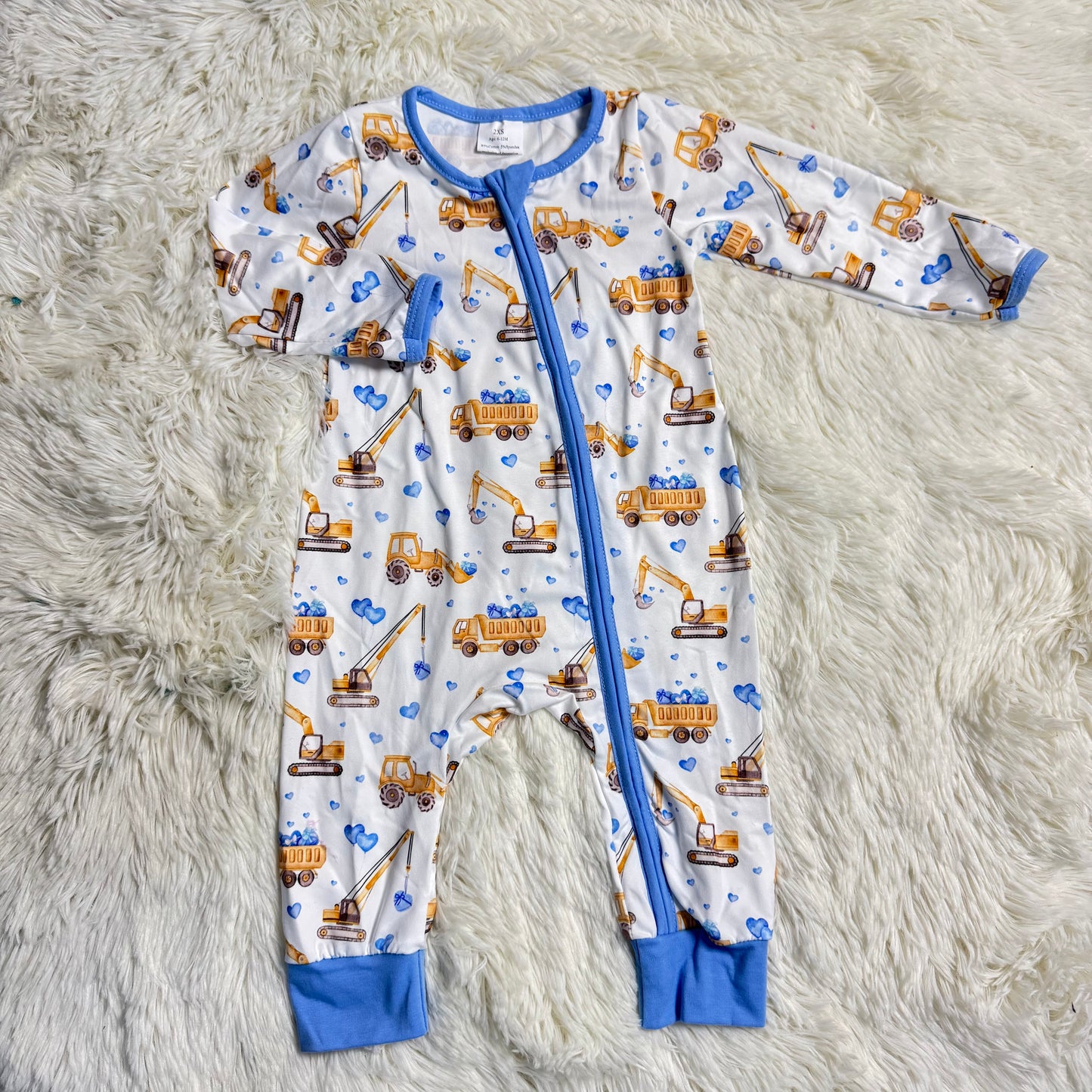 1.13 RST LR2116 Baby Infant Boys Valentines Tractors Hearts Rompers