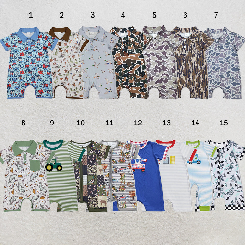 USA Warehouse (IN STOCK) Baby kids Short Sleeve Button Rompers