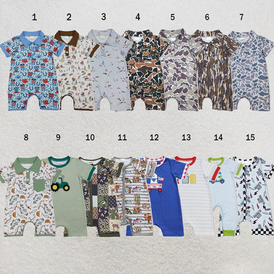 USA Warehouse (IN STOCK) Baby kids Short Sleeve Button Rompers