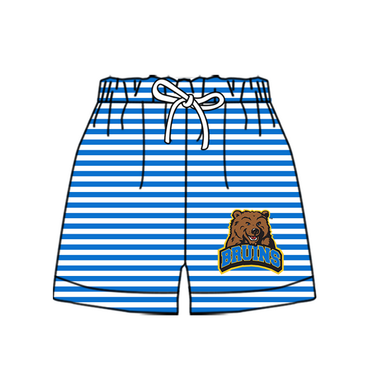 CUSTOM MOQ 5 Cute Comfortable Clothing For Kids Baby Kids Blue Stripe Summer Bottom Team Shorts