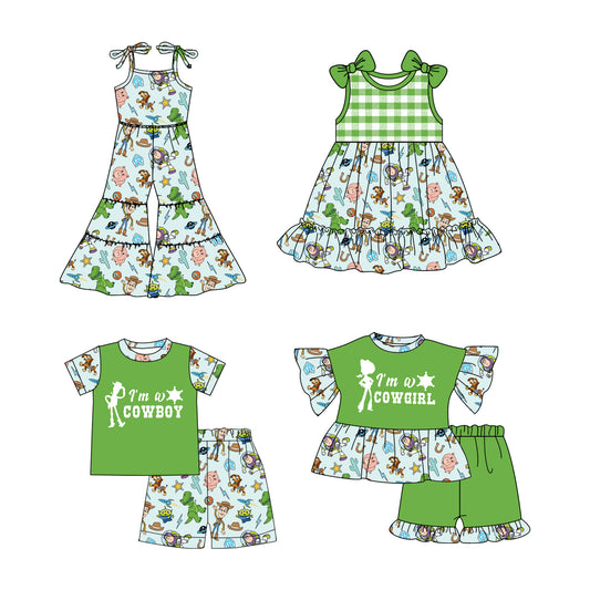 Cool Short-Sleeved "I'm a Cowboy" Top and Toy Shorts for Boys' Wear