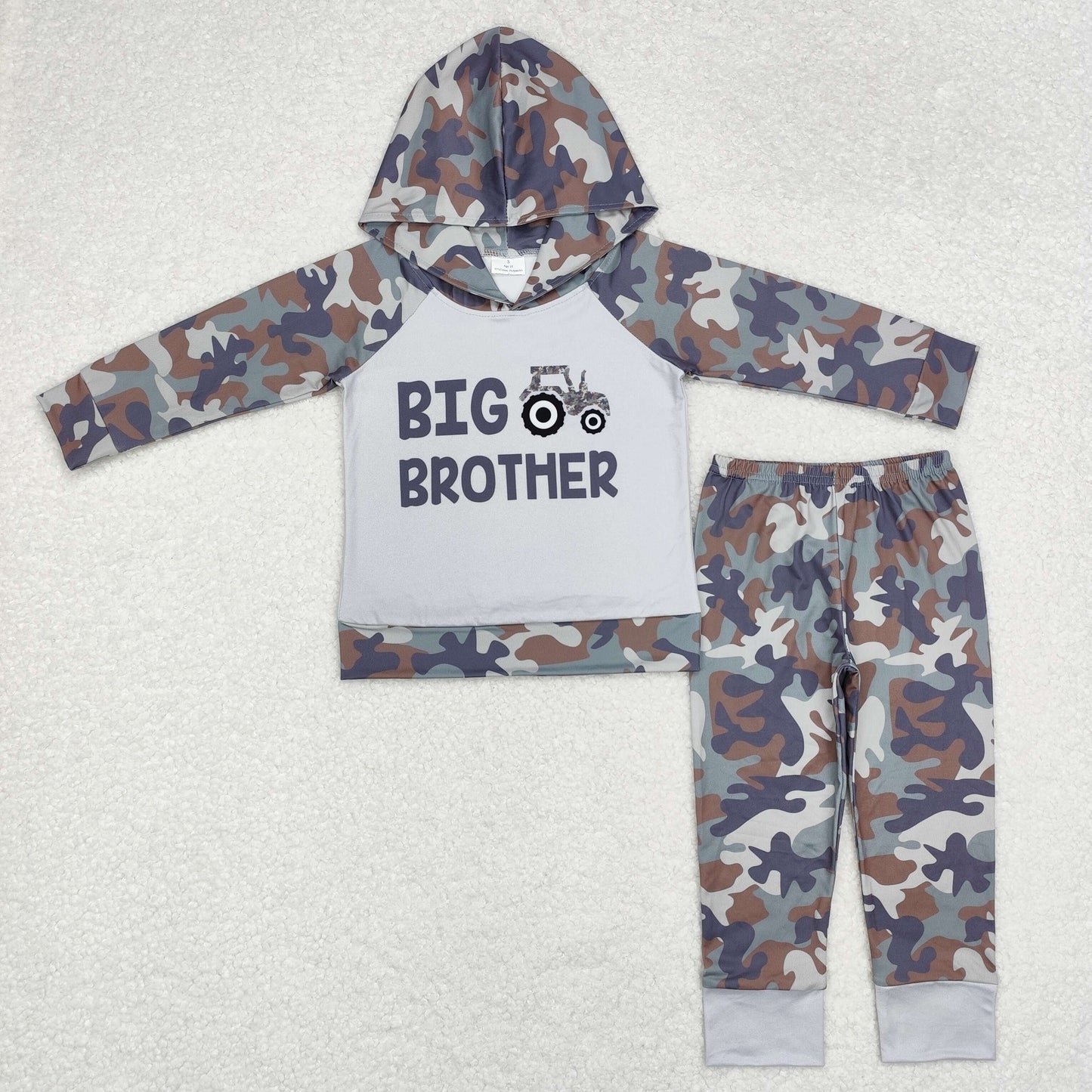 rts no moq BLP0576 Big Brother Camouflage Tractor Grey Hooded Long Sleeve Pants Set