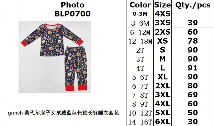 Bamboo RTS no moq BLP0700 Kids girls autumn clothes long sleeves top with trousers set