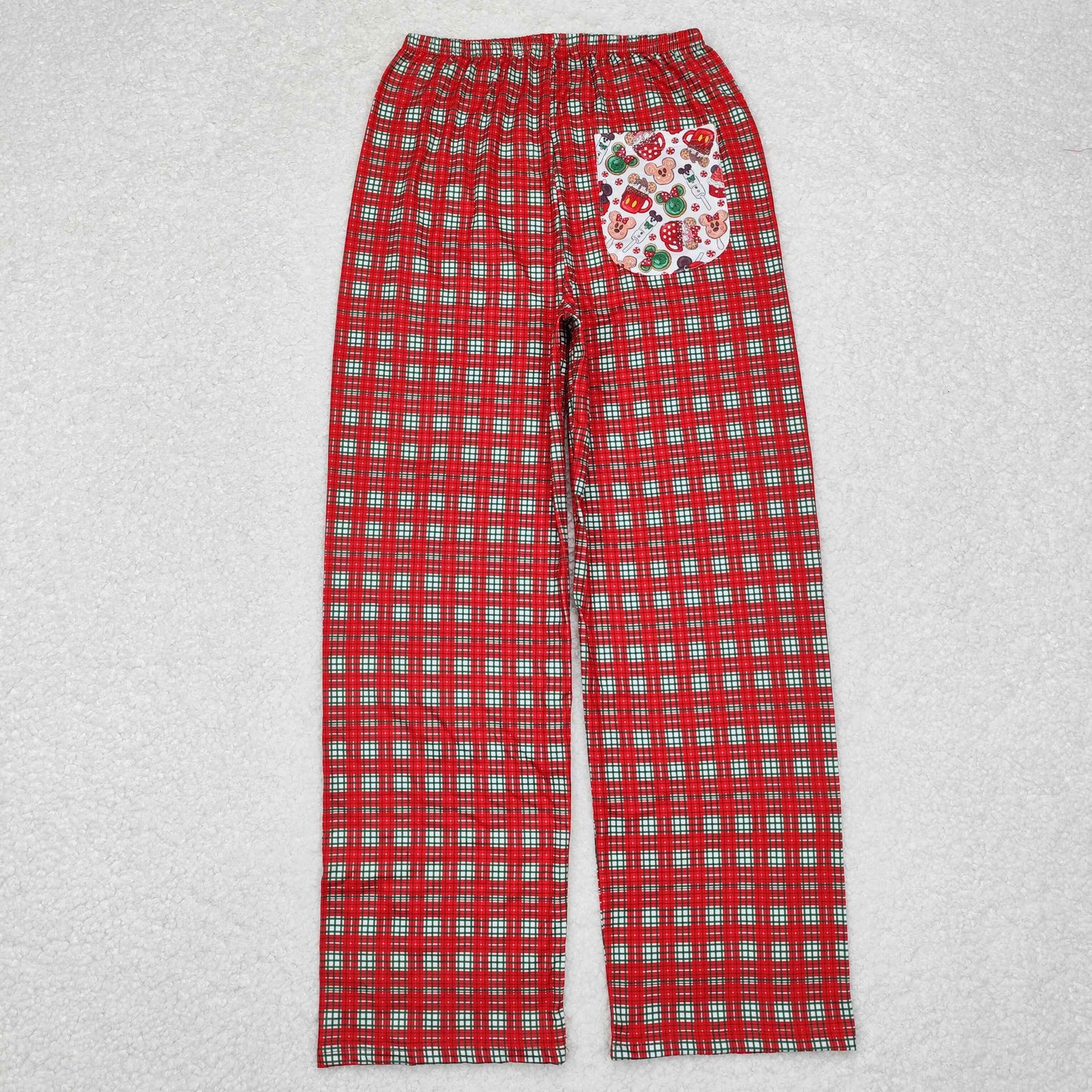 rts no moq P0569 Adult female Christmas Mickey cup plaid trousers