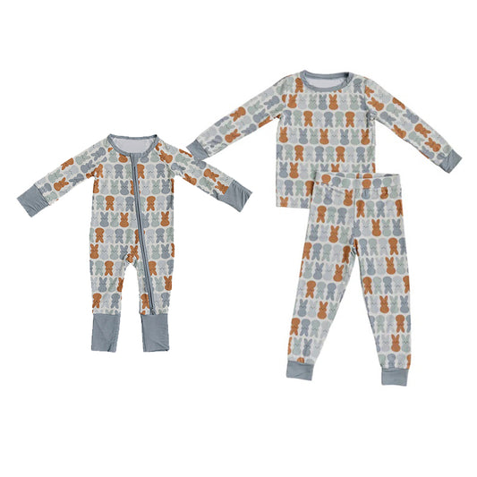 Baby Infant Boys Easter Rabbits Zip Rompers and long sleeve sets preorder