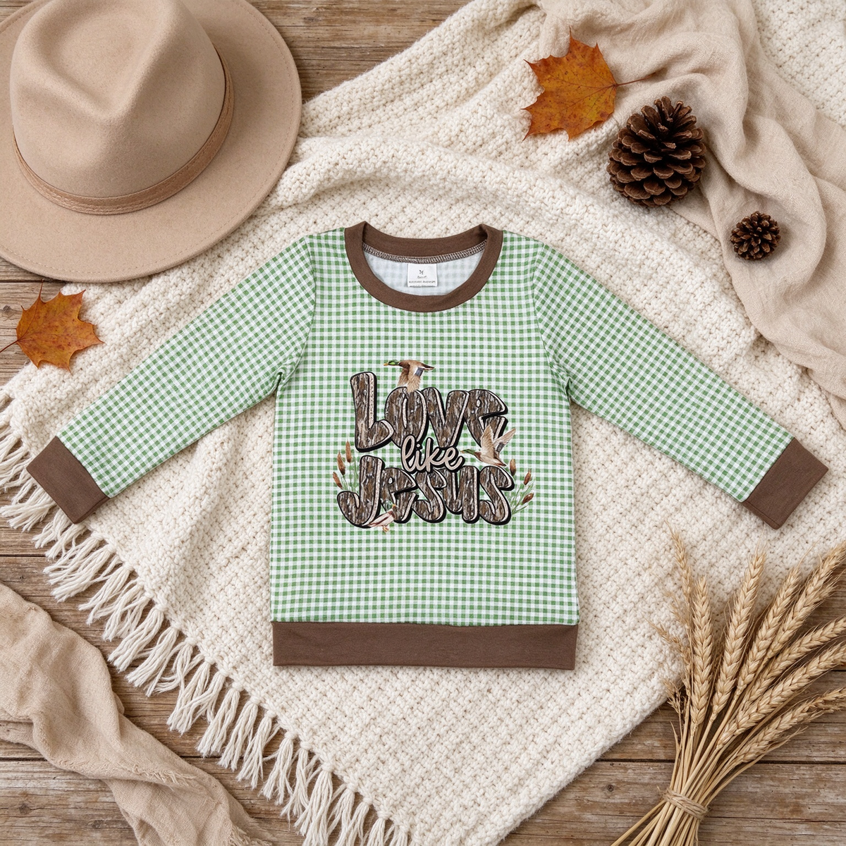 RTS NO MOQ （In stock）milk silk BT1320 Baby Boys Green Plaid Ducks Western Tee Shirts Top Casual Daily Wear
