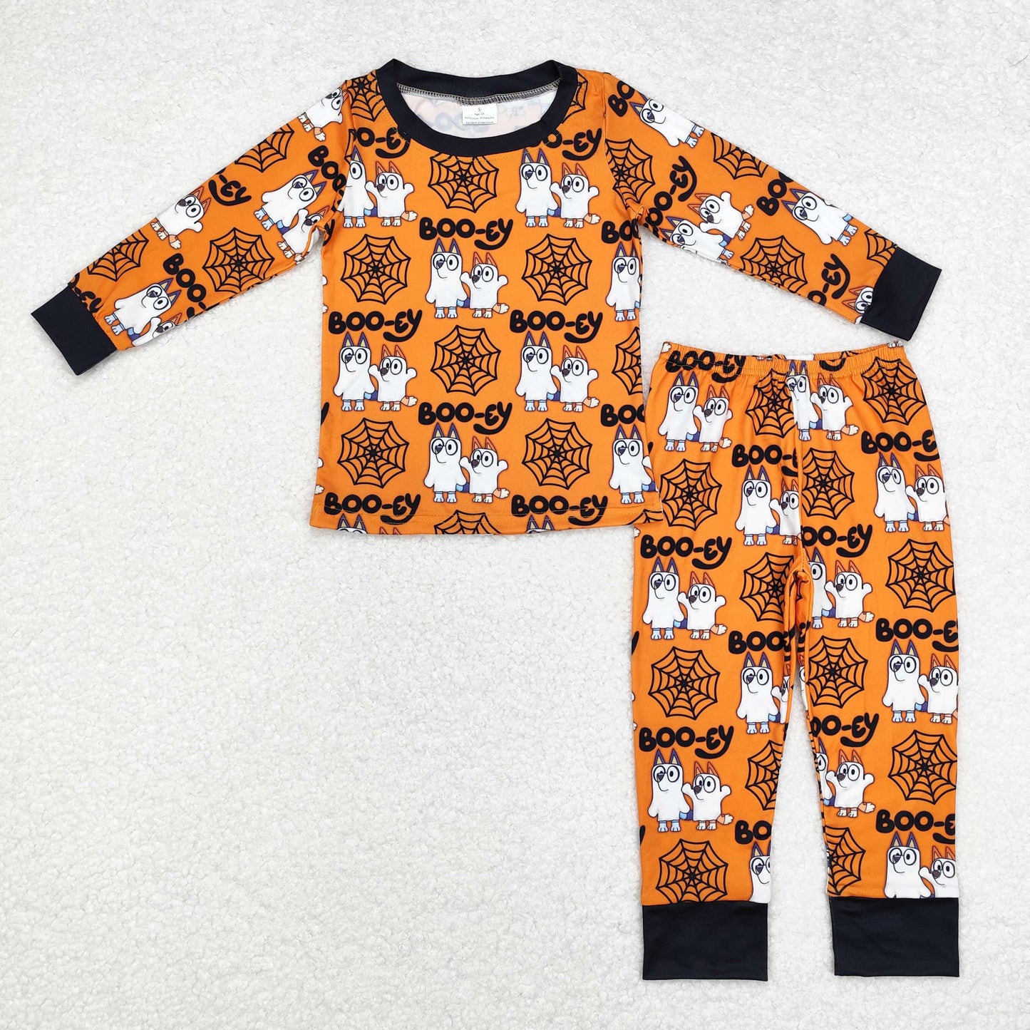 rts no moq BLP0727 boo-ey bluey spider web orange long sleeve trousers pajama set