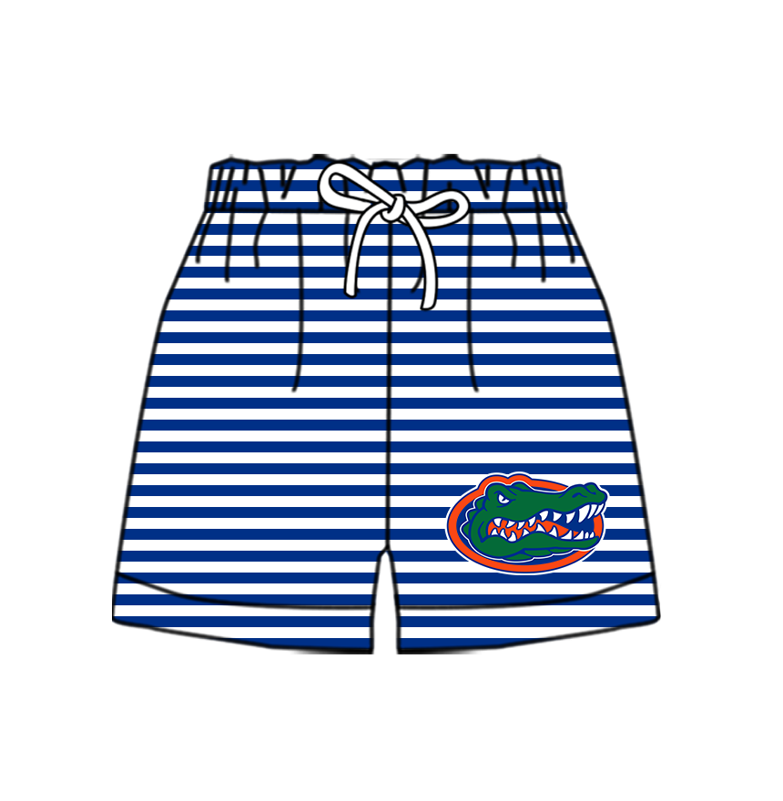 CUSTOM MOQ 5 Cute Comfortable Clothing For Kids Baby Kids Summer Blue Crocodile Stripe Bottom Team Shorts