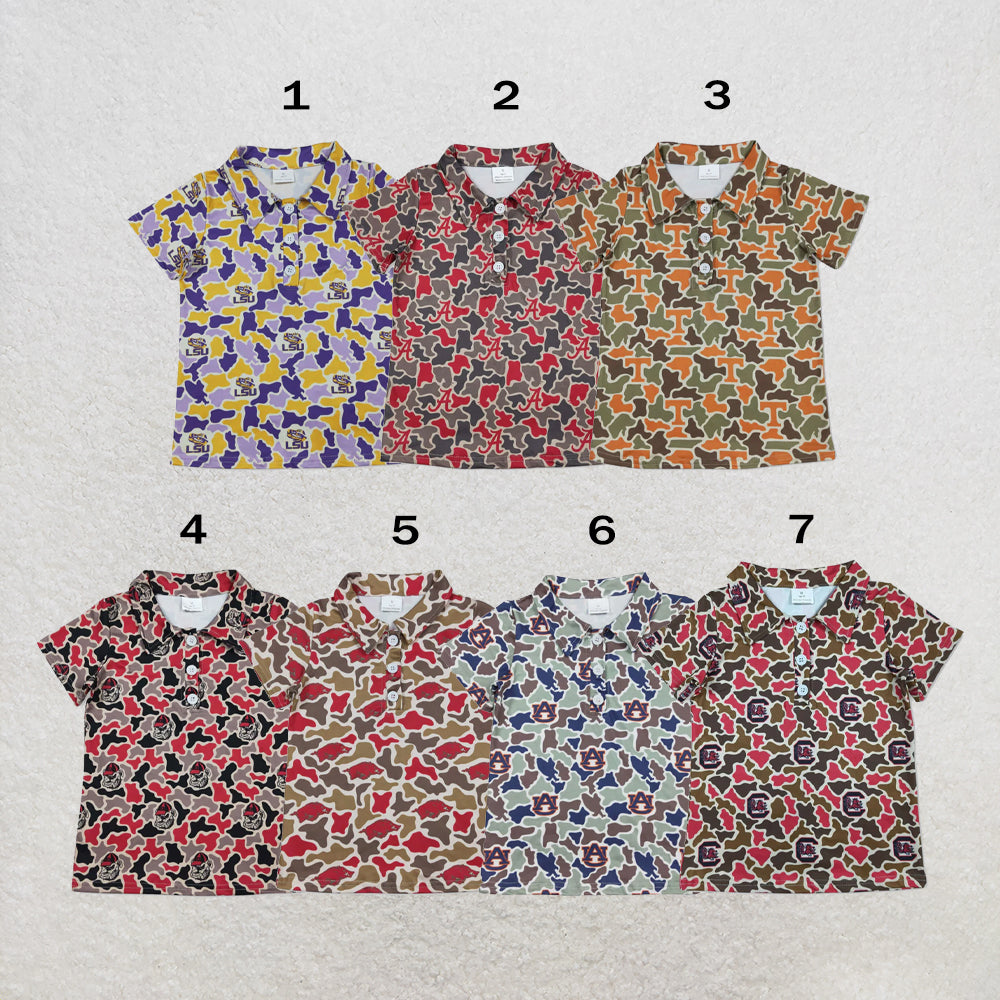 RTS Sibling Baby Boys Short Sleeve Southern Camo Team Button Polo Shirts Top