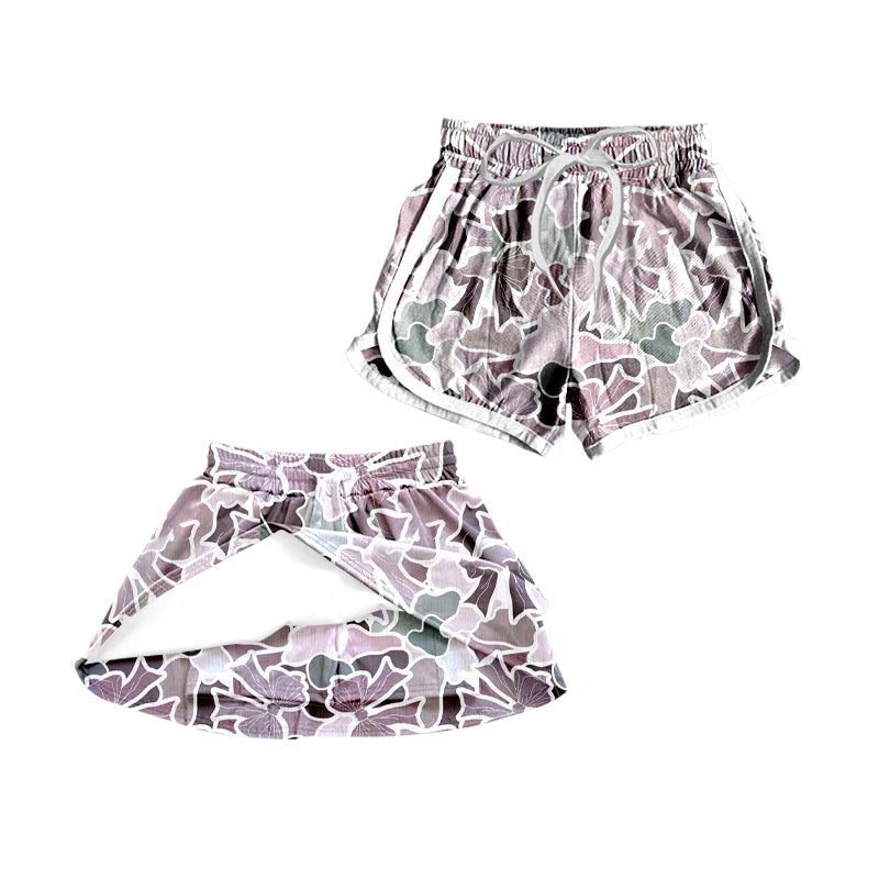 Light pink camo bow kids girls skirt shorts inside