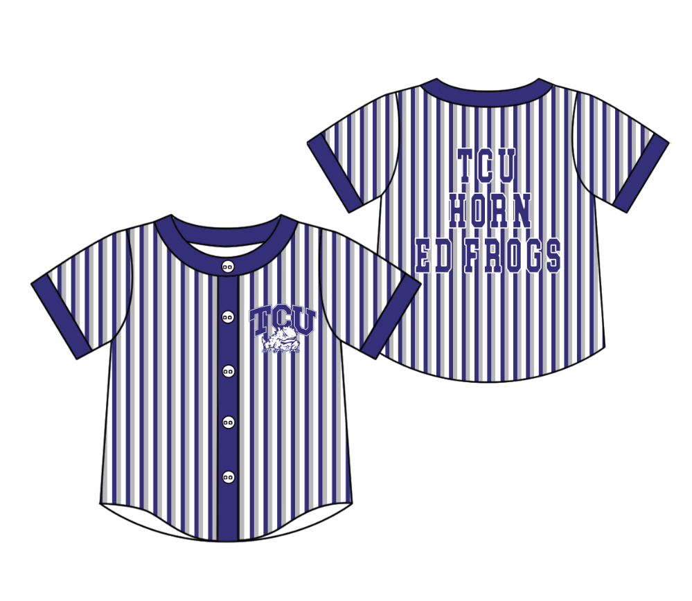 CUSTOM MOQ 5 Cute Kids Clothing Baby Kids Purple Gray Stripe Short Sleeve Team T-shirts Top