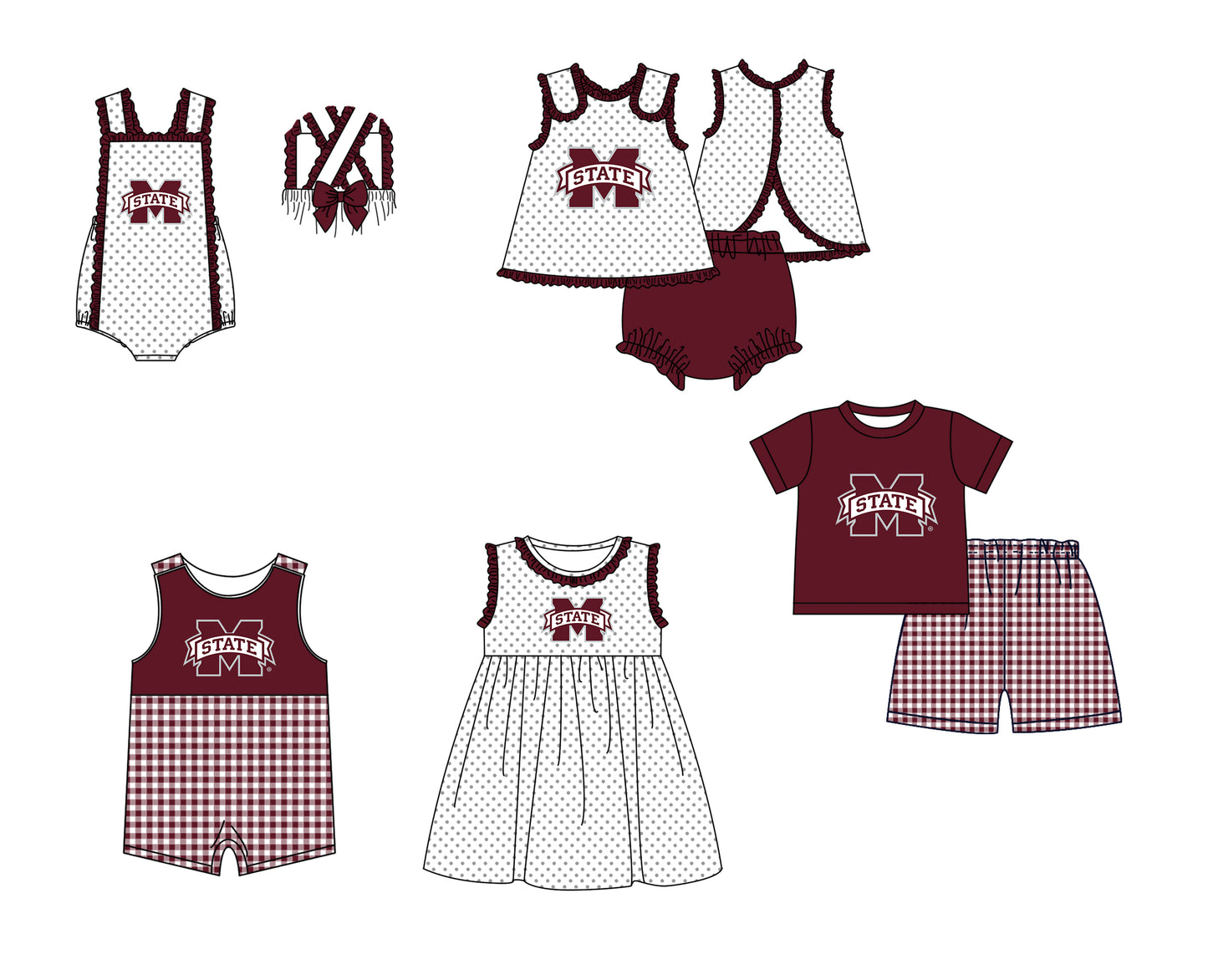 CUSTOM MOQ 5 Sibling Boys Baby Girls Red M Top Shorts Clothes Set Knee Length Dress Rompers