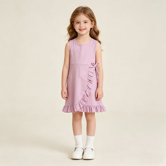GSD3034 RTS NO MOQ （In stock ）Sleeveless ruffle kids girls summer athletic dresses