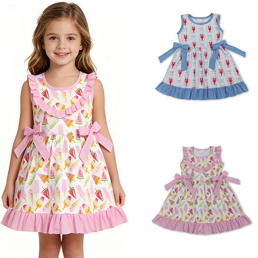 4.15 RTS Sibling popsicle watermelon ruffle kids girls summer dresses