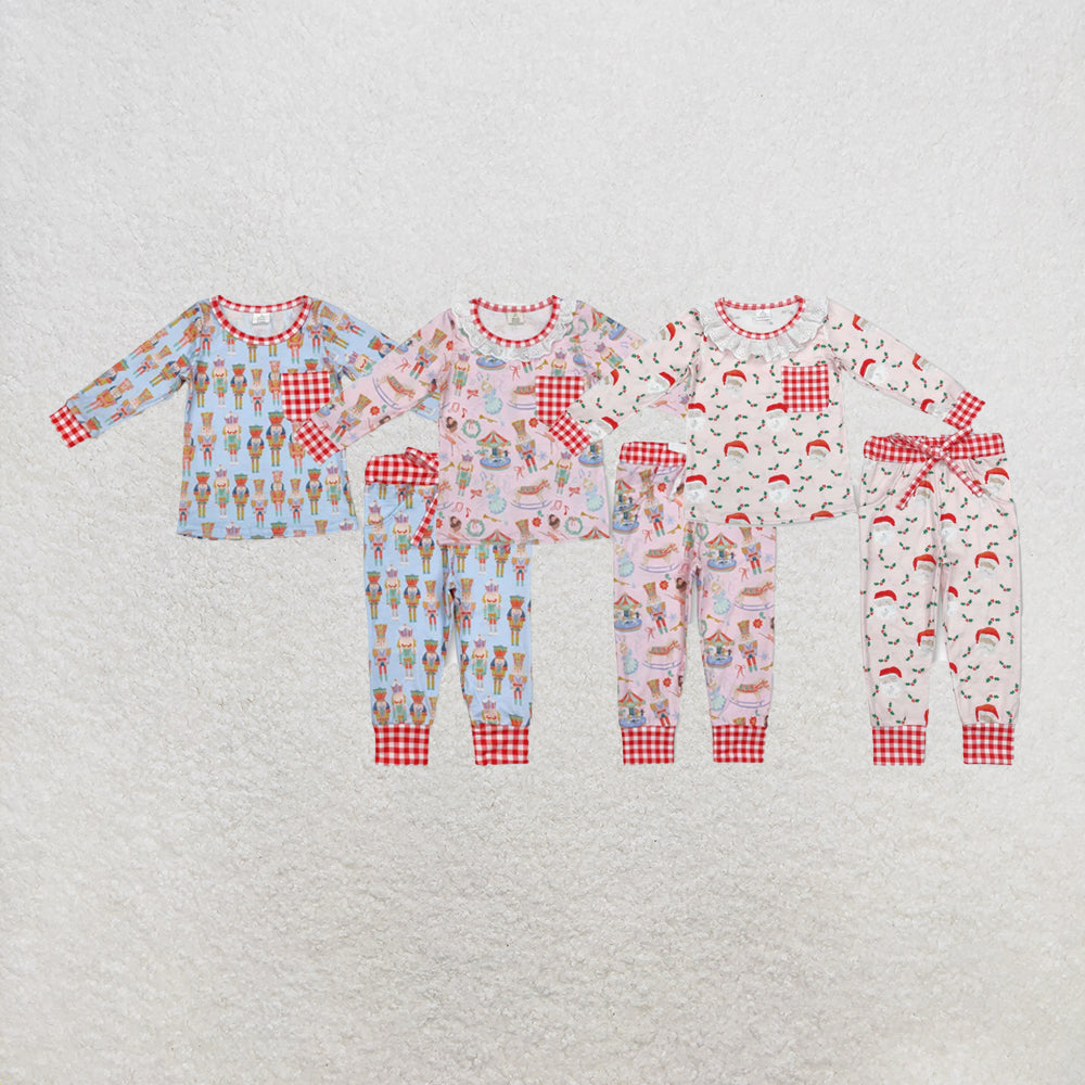 RTS Sibling Girls Boys Christmas Soldier Bamboo Pajamas Clothes Sets