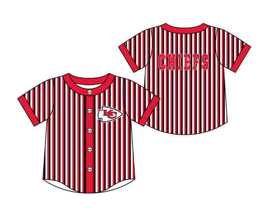 3.5 CUSTOM MOQ 5 Cute Kids Clothing Baby Kids Red Black Stripe Short Sleeve Team T-shirts Top