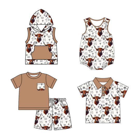 Short sleeves khaki top highland cow brands kids boys clothes