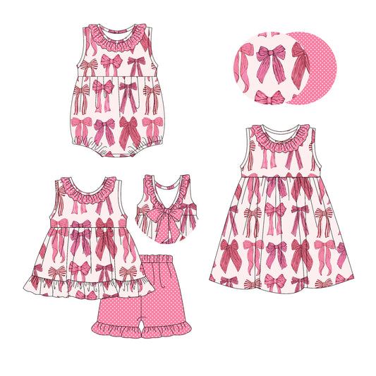 Girls Polka Dots Ruffle Bow Tunic Short Set - Cute And Fashionable Clothing Outfit for Little Princesses