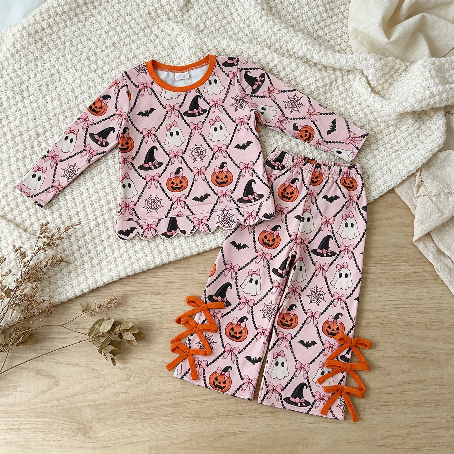 RTS NO MOQ milk silk GLP3321 Baby Girls Colorful Flowers Pocket Hoodie Top Pant Set