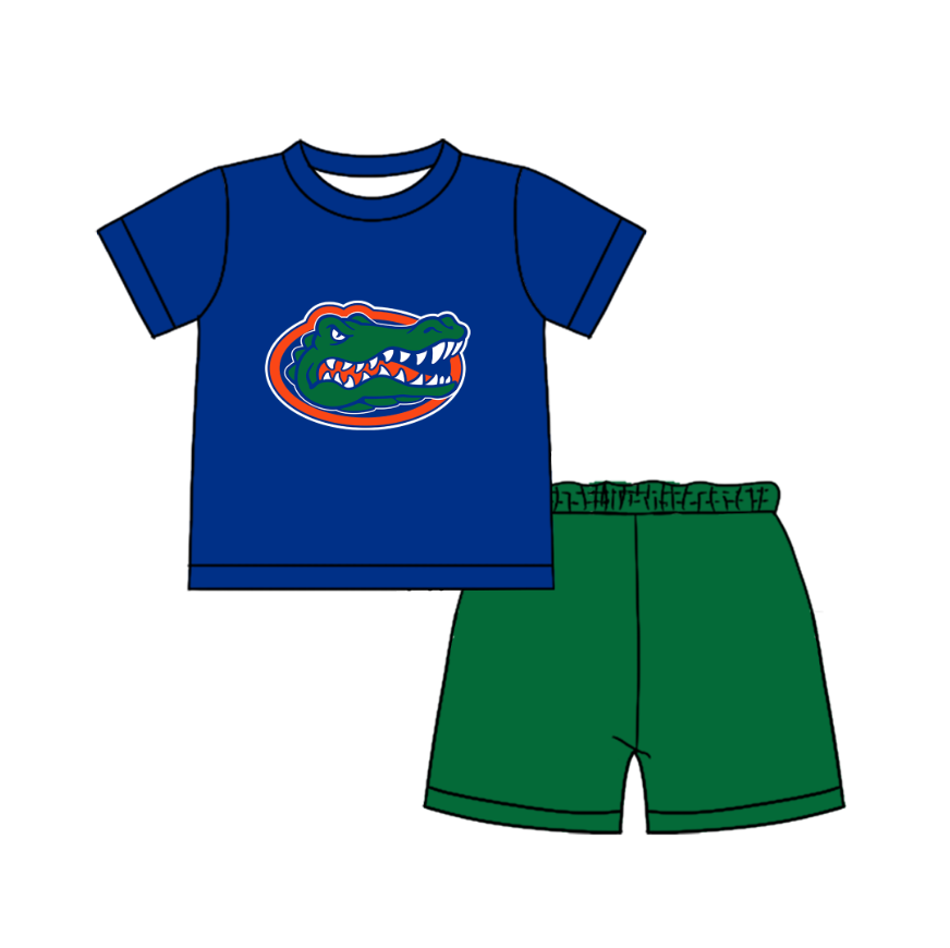 CUSTOM MOQ 5  Cute Comfortable Clothing For Boys Baby Boys Summer Blue Top Shorts Clothes Sets