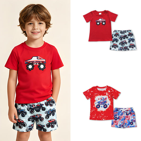 RTS Sibling Truck embroidery shirt shorts kids boy summer clothes