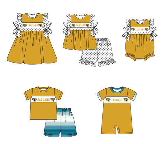 CUSTOM MOQ 5 Sibling Baby Kids Golden Polka Dots Top Shorts Clothes Set Knee Length Dress Rompers