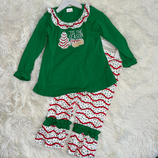 11.22 RST GLP2518 Baby Girls Christmas Trees Cake Sason Tunic Ruffle Pants Sets
