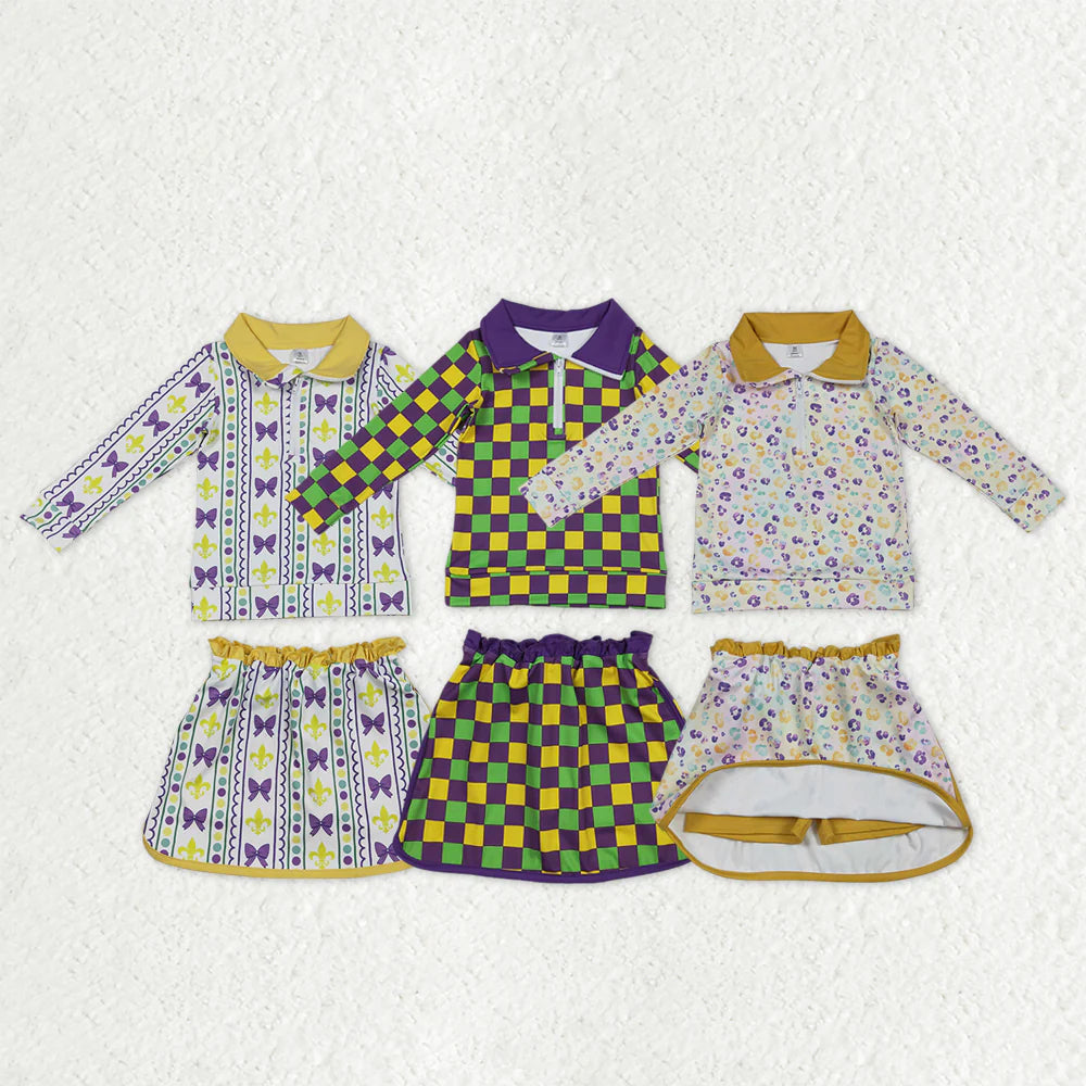 12.15 RTS Sibling Mardigras Bows Anchors Leopard Zip Pullovers Skirt Shorts Yoga Active Clothes Sets