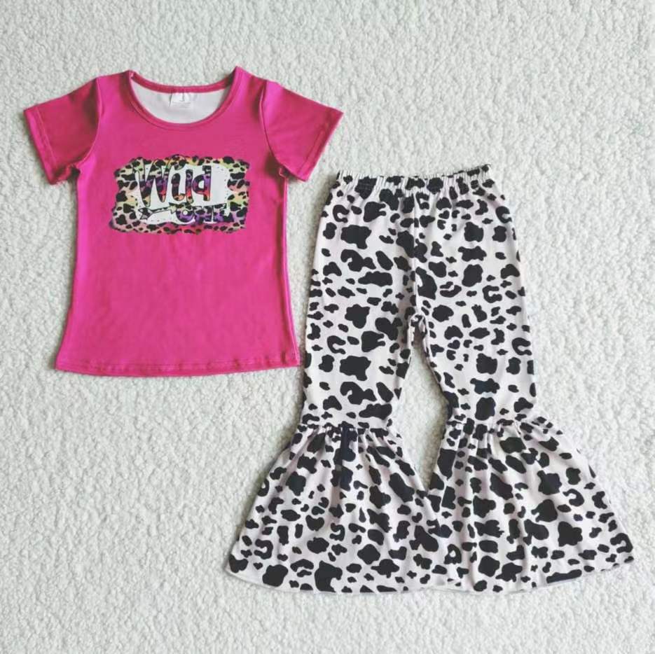 B7-30 Kids girls clothes short sleeve with pants set-promotion $5.5