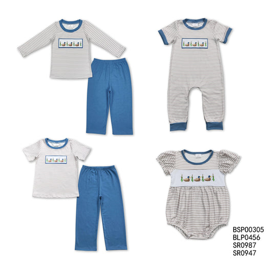 Boys duck feather short-sleeved shirt pants clothing set-long-sleeved suit-crawling clothes mixed sizes