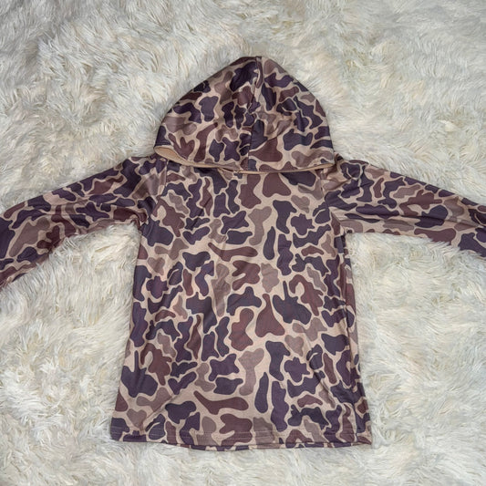 11.6 RST BT0920 Baby Boys Grey Leopard Camo Hooded Long Sleeve Tee Shirts Tops