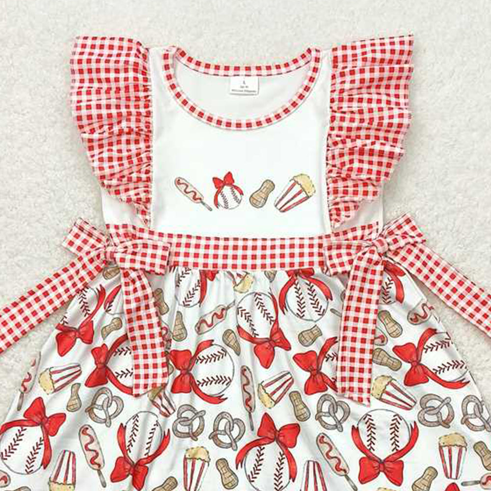 5.16  GSD0712 RTS NO MOQ Plaid flutter sleeves baseball baby girls dresses