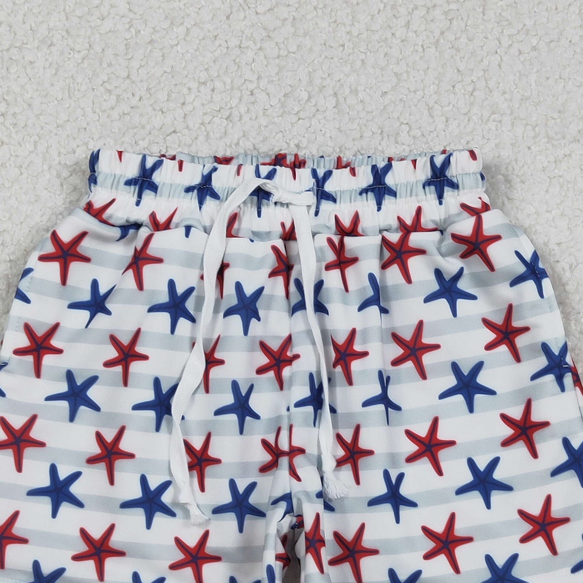 12.12 RTS NO MOQ （In stock）S0588 Baby Boys Summer Shorts Baby Boys Sea World Red Blue Starfishes Swimming Trunks Bottom
