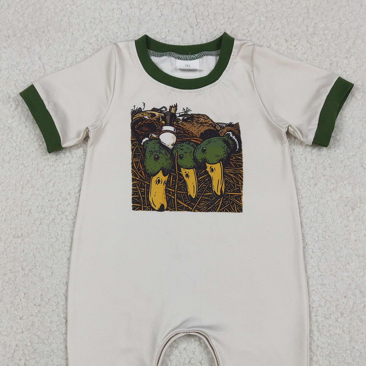 12.24 RTS NO MOQ （In stock）SR3681 Baby Boys Rompers Baby Boys Ducks Calls Hunting Footie Rompers