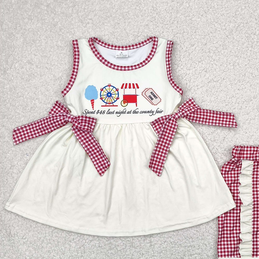 7.19  GSSO2518RTS NO MOQ Baby Girls Summer Outfits baby girl clothes sleeveless shorts set