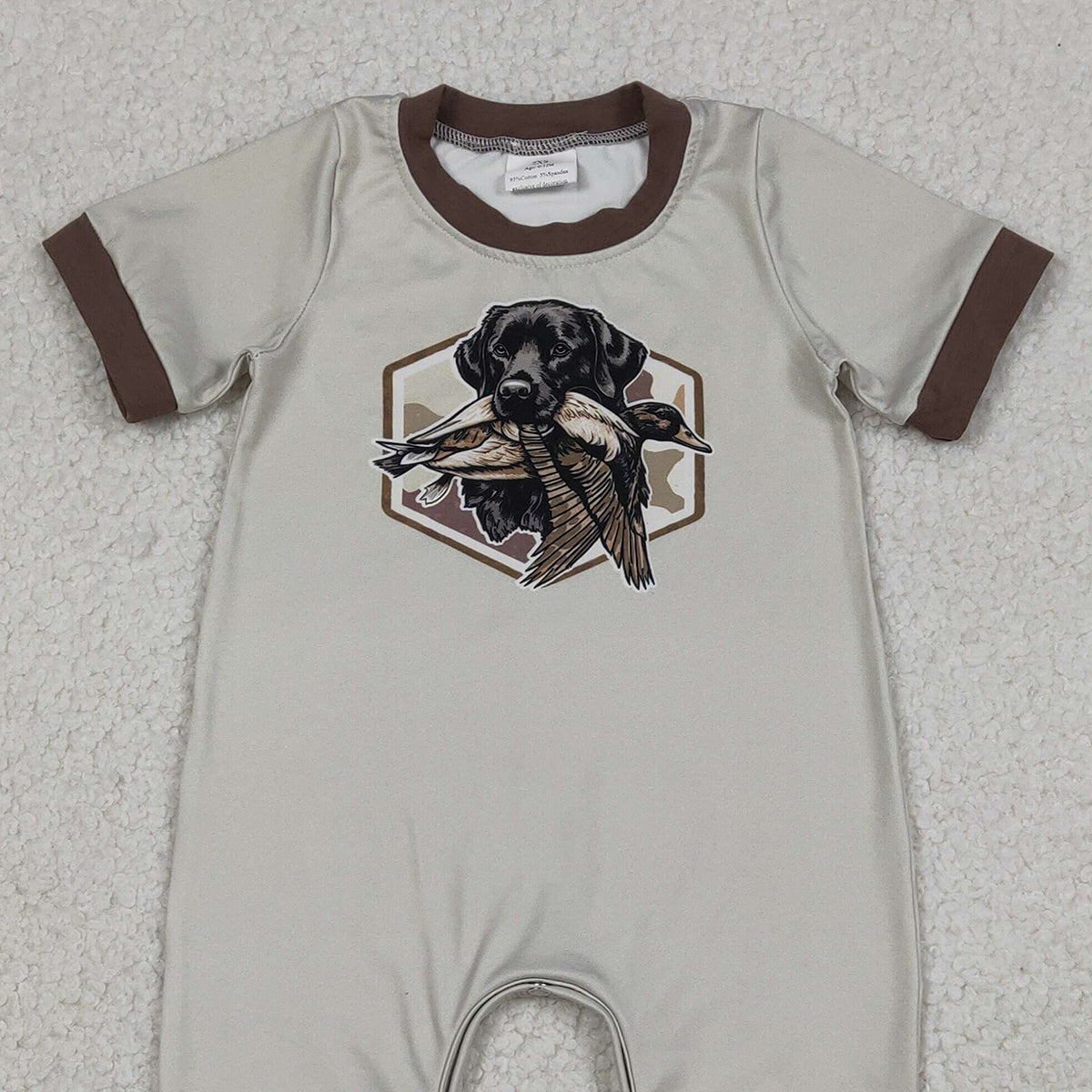12.26 RTS NO MOQ （In stock）SR3680 Baby Boys Rompers Baby Boys Camo Ducks Dogs Hunting Footie Rompers