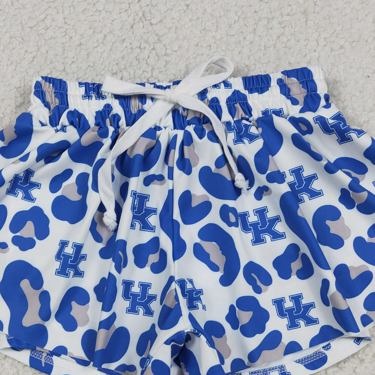 SS0812RTS NO MOQ （In stock）Blue leopard kids girls team active summer shorts