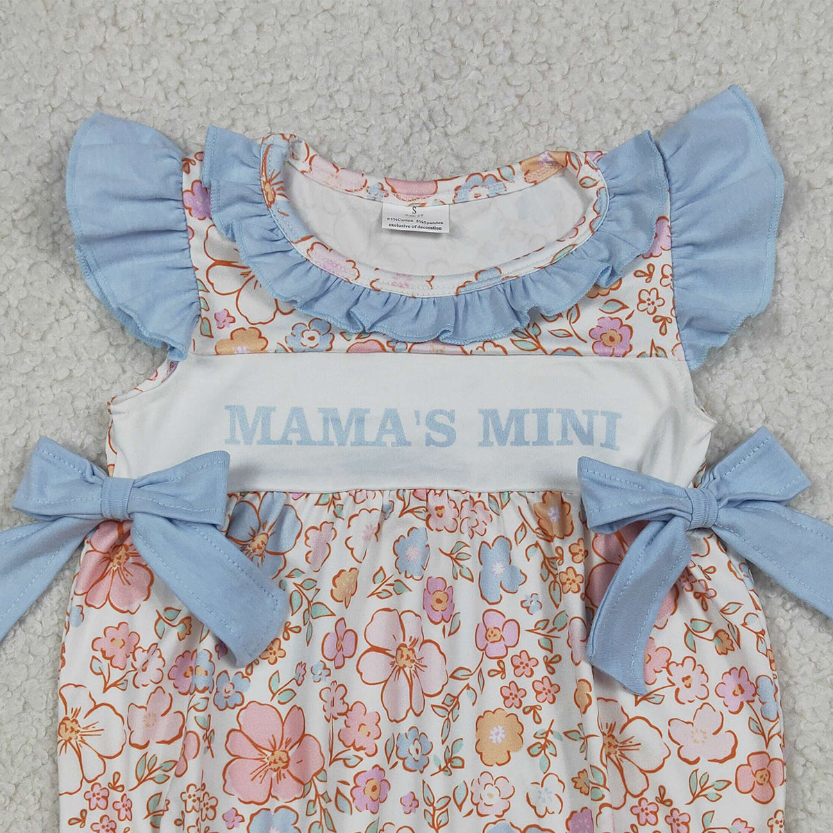 4.2 SR3973 RTS NO MOQ （In stock) Flutter sleeves mama's mini floral baby girls romper