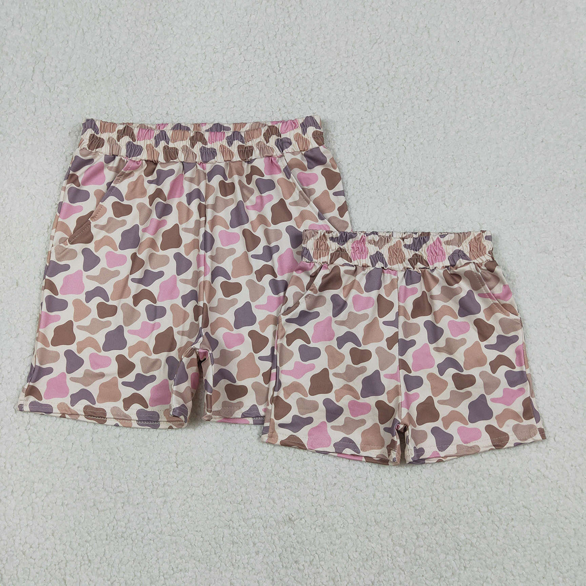12.24 RTS NO MOQ （In stock）SS0757 Baby Girls Summer Shorts Baby Girls Southern Brown Pink Camo Pockets Shorts Bottom