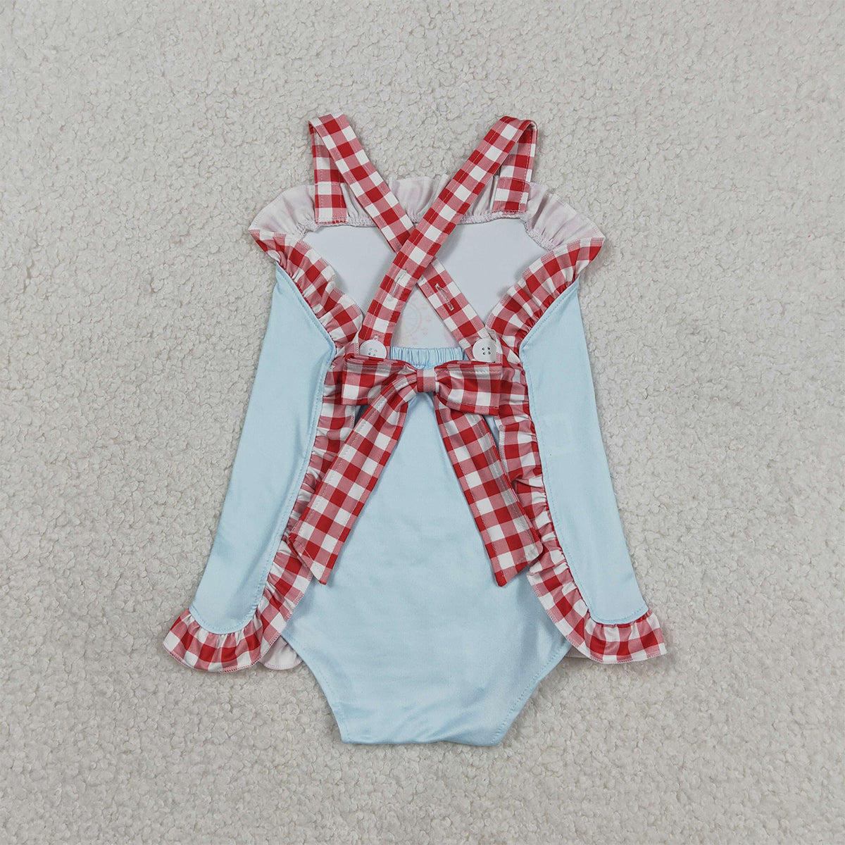3.17 RTS NO MOQ （In stock）SR3055 Children's Fashion Romper Baby Girls Strap Colorful Park Back Bows Ruffle Rompers