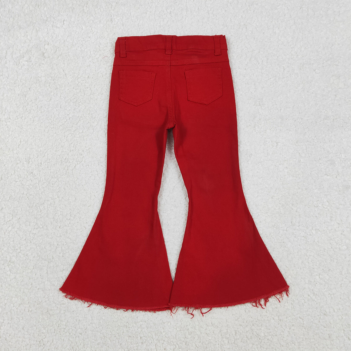 12.5 RTS NO MOQ （In stock）P0083 Baby Girls Red Denim Bell Jeans Pants